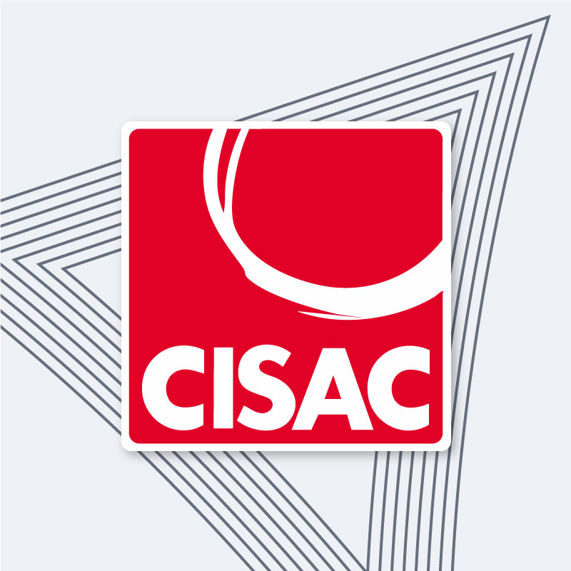 Rotes Quadrat mit weißem Bogen, darunter der Text 