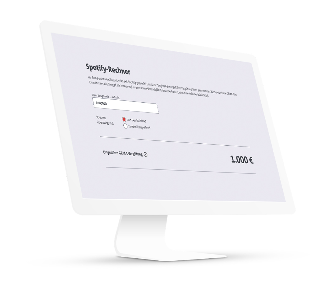 Desktop auf dem der Spotifyrechner zu sehen ist