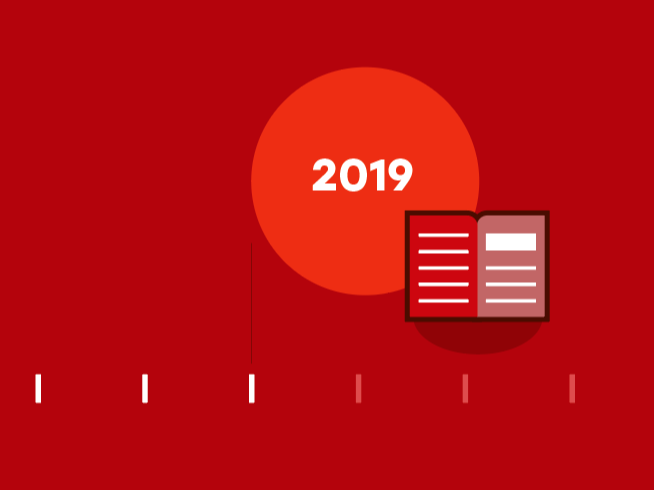 Ein roter Hintergrund mit einem großen orangen Kreis, der 