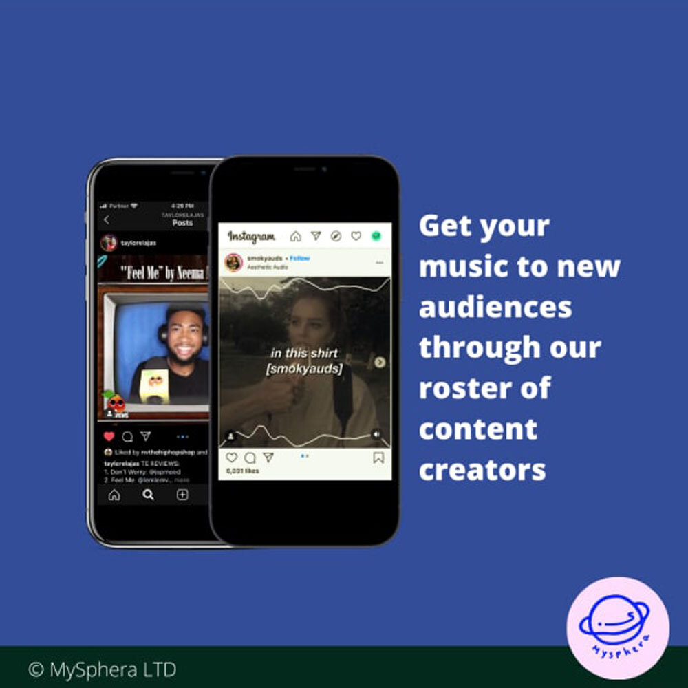Handy auf blauem Hintergrund mit Instagram
