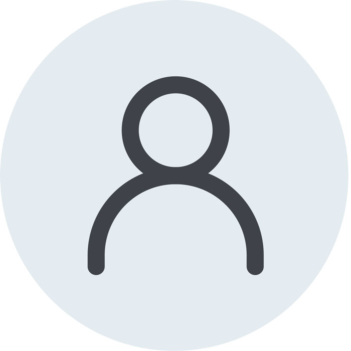 Ein graues Benutzer-Icon auf einem hellgrauen Kreis-Hintergrund.